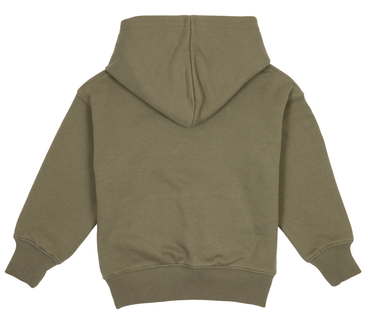 Back view of BNKY Hood in green, featuring a cozy hood and ribbed cuffs, perfect for stylish comfort for kids.