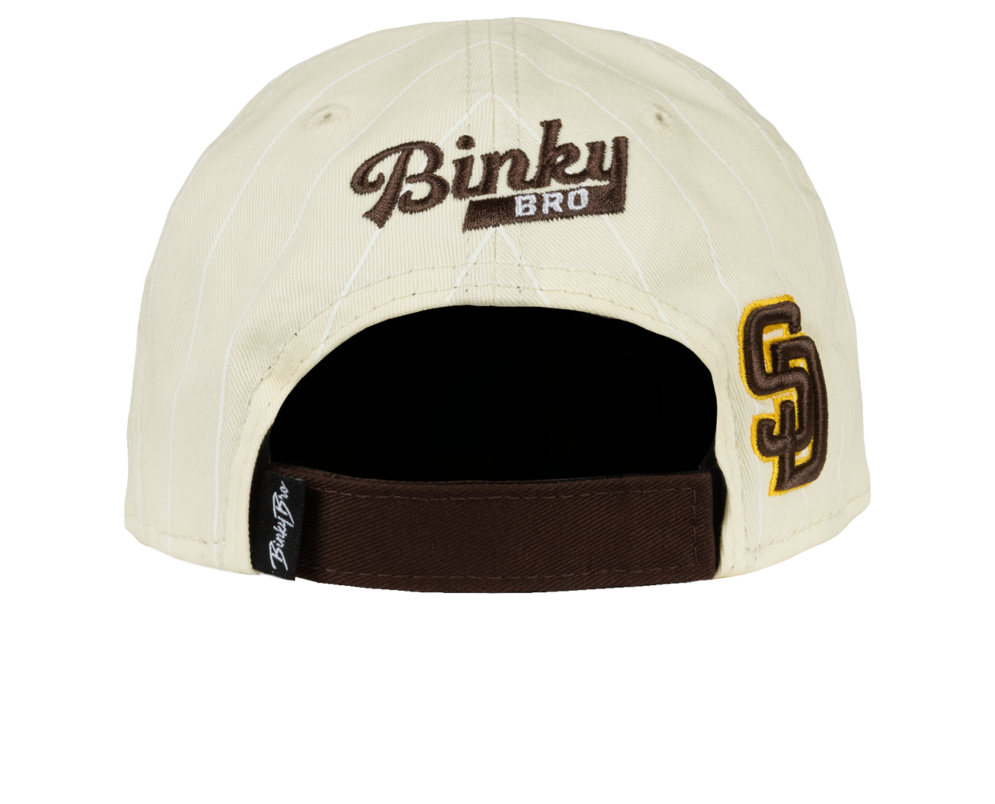 Cream snapback hat featuring BinkyBro logo and San Diego design, perfect for stylish kids' outdoor adventures.